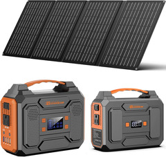Portable Solar Generator with Panel, 300W Portable Power Station with Foldable S