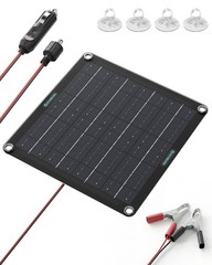 10W Solar Battery Charger Maintainer 12V Waterproof, Smart Solar Trickle Char…