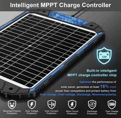 20W 12V Solar Trickle Charger w/ MPPT, Waterproof Maintainer for Car RV Boat