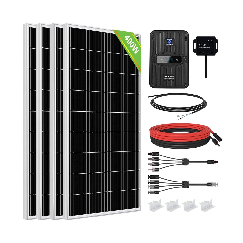 ECO-WORTHY 400 Watt 12 Volt Premium Solar Panel Kit :4pcs 100W Solar Panel+ 4…