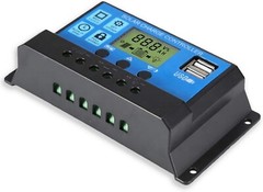 20A PWM Solar Panel Regulator Panel Battery Charge Controller LCD 2X USB 12V/24V
