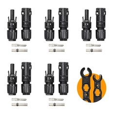 Solar Panel Cable Connector, IP68 Waterproof, 1500V 70A Tinned Copper Pins, 5…