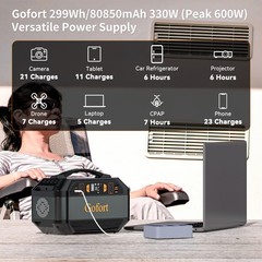 Portable Power Station 330W 299Wh Backup Solar Generator 110V Sine Wave A/DC USB