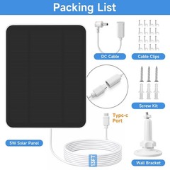 5W Solar Panel Charger for Ring Spotlight Cam Battery 13FT Cable