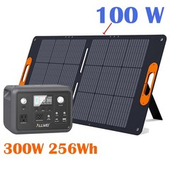 300W Portable Power Station Generator LiFePO4 Battery 100W Flexable Solar Panel
