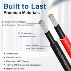 10AWG Solar Extension Cable 75FT Red Black PV Connectors