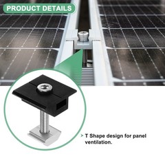 6pcs Solar Panel Mount Mid Clamps t Clips 30mm Aluminum for RVs Black