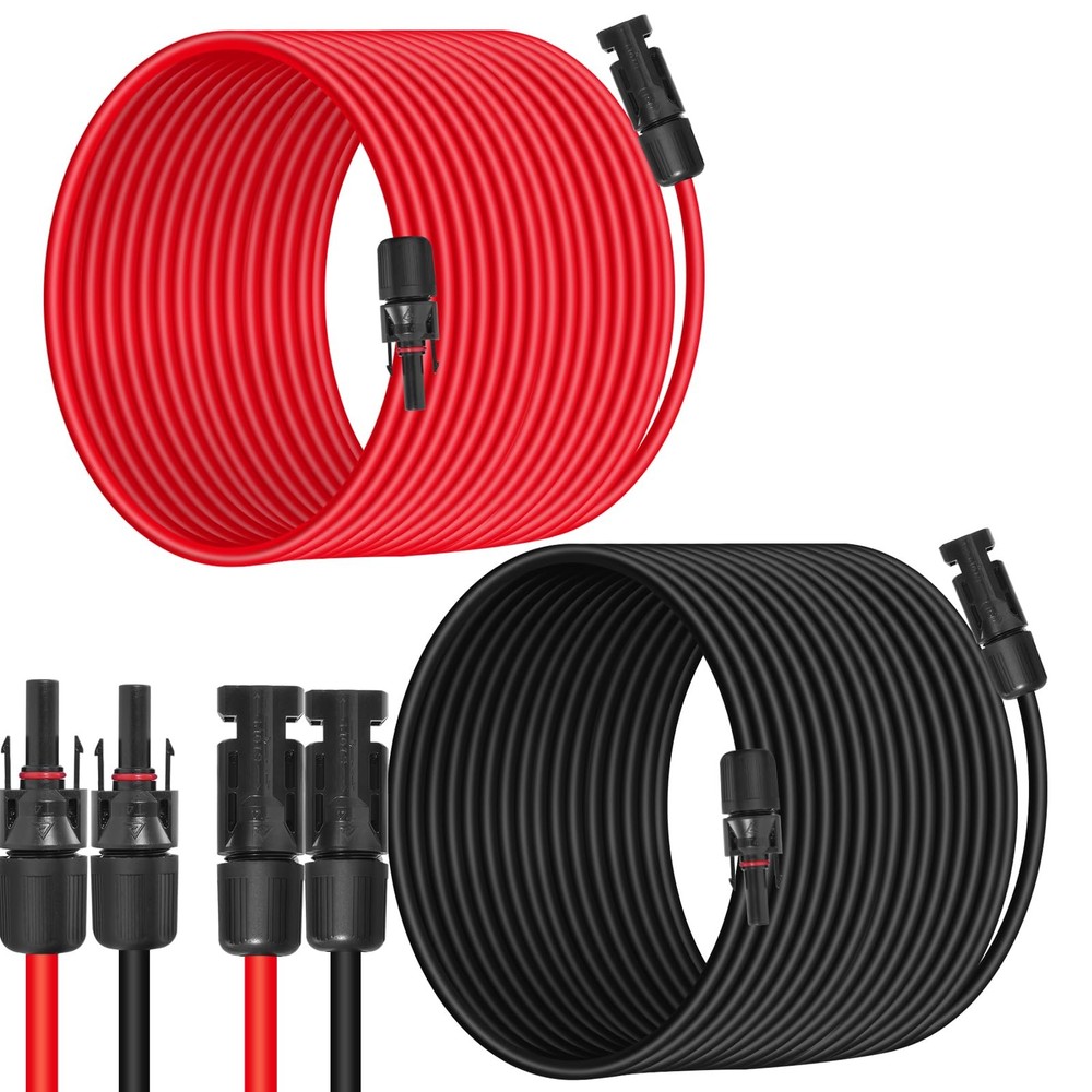 10AWG (6mm²) Solar Panel Extension Cable 100FT – Black & Red, Heavy Duty,