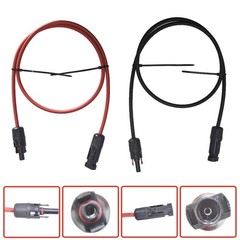 1 Pair 10 AWG 3 Feet Black + Red Solar Panel Extension Cable Wire Connector