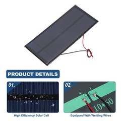 5pcs Mini Solar Panels 5V 1W 200mA for Cell with 130x60mm Cable