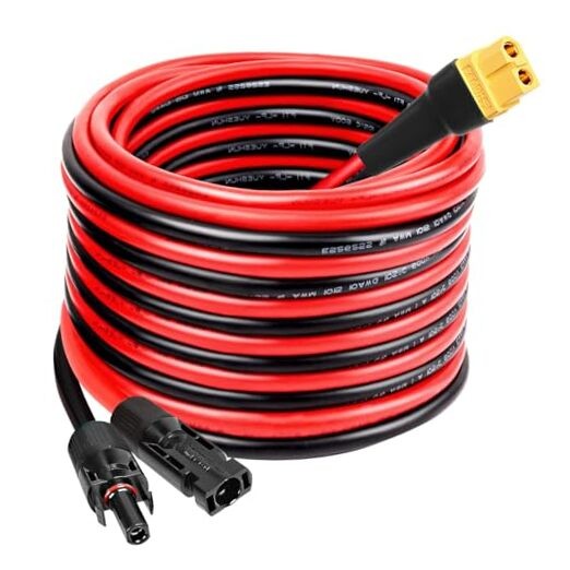 Solar to XT60 Extension Cable 10AWG Solar Connector to XT60 Adapter Cable 20FT