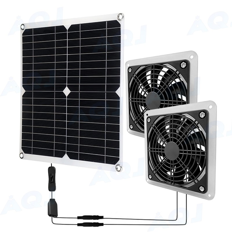 Solar Panel Fan kit, 30W Solar Powered Fan with Dual IP57 Waterproof Fans
