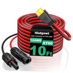 12AWG XT60 Solar Cable 10FT, XT60 Charging Cable 3 15 20 30 40 Black&Red 10