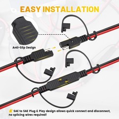 15ft 14AWG SAE Extension Cable, 2 Pin Quick Disconnect for Solar Panel & Battery