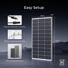 High-Efficiency 100W Solar Panel for RV, Marine, Off-Grid