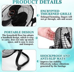 15000Mah 12 Inch Solar Panel Powered Fan 2 in 1 Solar Panel/AC Charger Powered