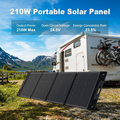 210W Portable Solar Panel, Waterproof Foldable Solar Panel Power Backup, Solar C