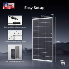 Renogy Solar Panels 100 Watt, N-Type Solar Panel 25% High-Efficiency 16BB, 100W