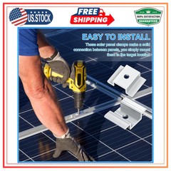100 Pack Solar Panel Mid Clamps 1.06 Inch Aluminum Mounting Bracket Kit