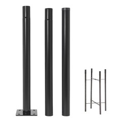 3m/10ft Black Galvanized Steel Parking Lot Lighting Post W/ Ground Cage Outdoor