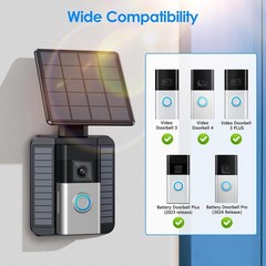 Solar Charger Compatible for Ring Video Doorbell 3/3 Plus/4/Battery Doorbell Plu