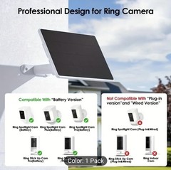 6W Solar Panel for Ring Camera Battery – Solar Charger with Retractable 360°
