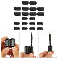 20pcs Ferrite Core Suppressor Beads 7mm 13mm Clip On for USB Power Cables