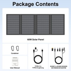 Folding Solar Panel 60W for EcoFlow River 2 River 3 Plus Portable Power Stations