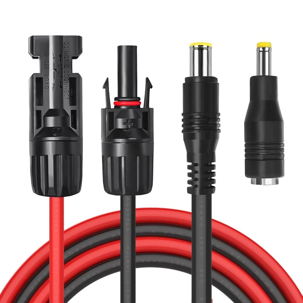 Solar Panel Connector to DC 8mm Adapter Extension Cable 16 AWG with DC Adapter