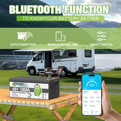 48V 100Ah 200A BMS Lithium Battery Bluetooth Mobile APP 5KWH Club Car Golf Carts