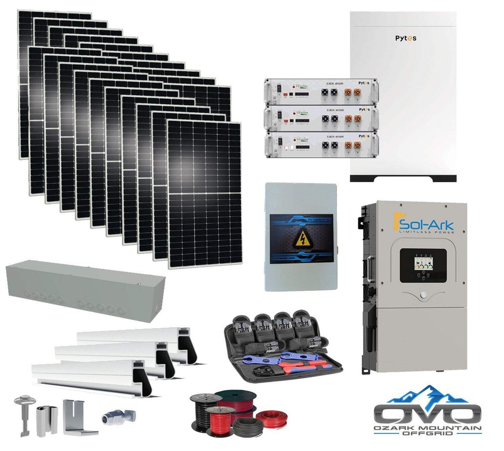 10KW Complete Offgrid Solar Kit + 15.36kWh Pytes Lithium Battery + 15K Sol Ark I