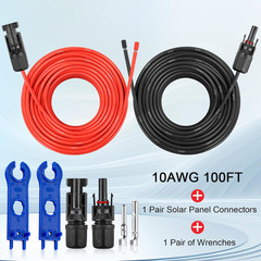 10AWG Solar Extension Panel Cable – 100FT PV Wire with Waterproof Female and Mal