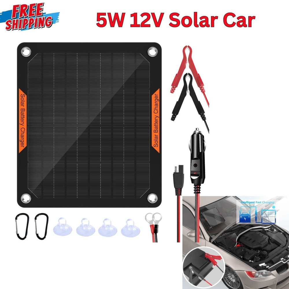 Waterproof Portable Solar Battery Maintainer CarRV Charger 12V Tender Trickle 5W