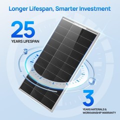 100W Monocrystalline Solar Panels – 2 Pack for 12V/24V Battery, RV, Marine, Off-