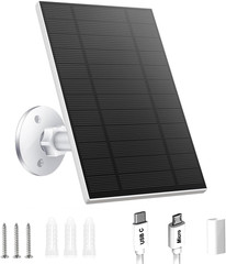 5W Solar Panel for Security Camera, Solar Panel with Micro USB & USB-C Port for