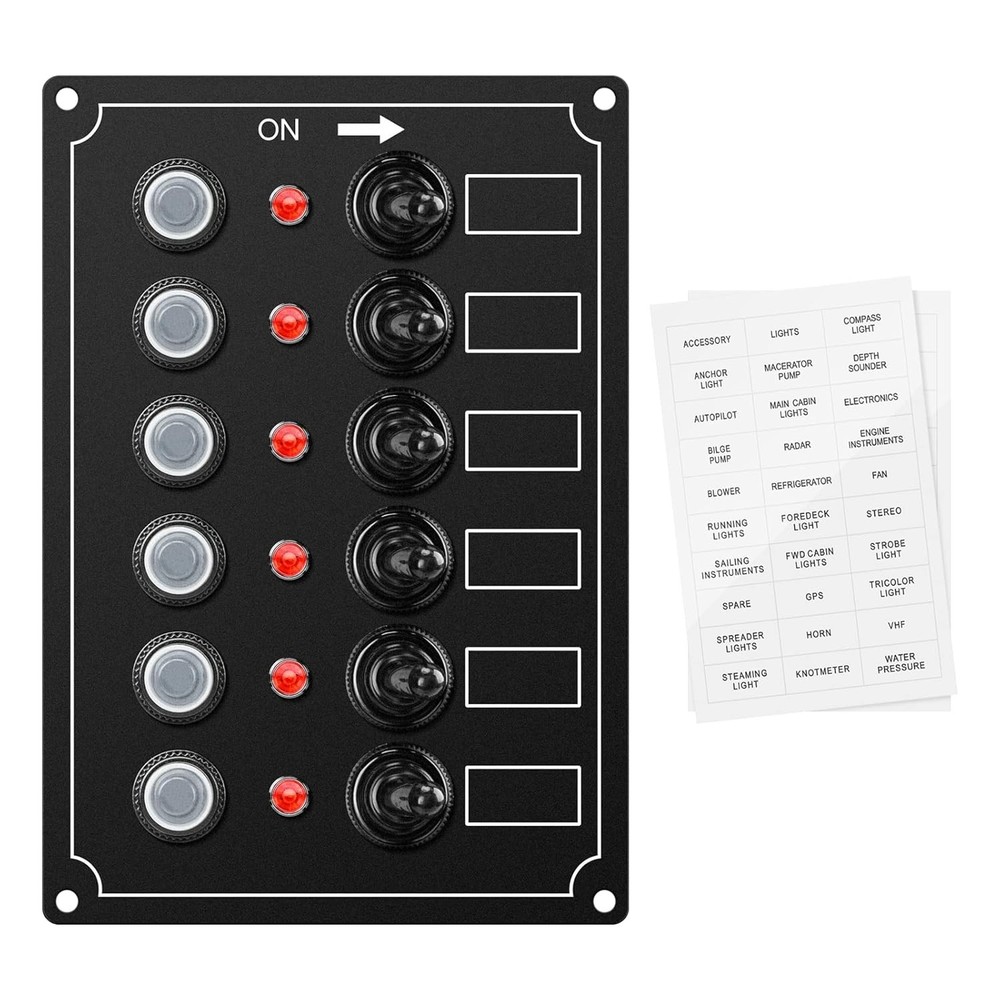 Panel marino Haoguo de 6 interrupt. con disyuntor IP67, apto para barcos y yates