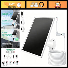 6W Solar Charger for Ring Cameras – USB-C & Barrel Plug, Waterproof, 9.8ft Cable