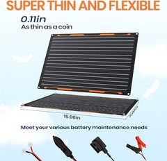 Universal 20W Solar Battery Charger with Alligator Clips & Smart Controller