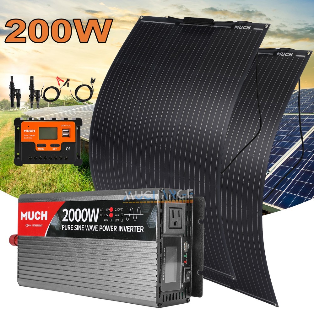 2000W Inverter with 200W 100W Semi-flexible Solar Panel For RV/Boat/Home/Battery