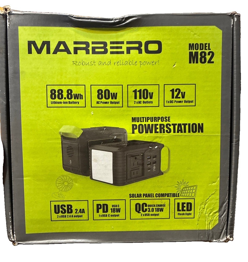 MARBERO M82 Portable Power Station 88Wh 24000mAh Camping Generator