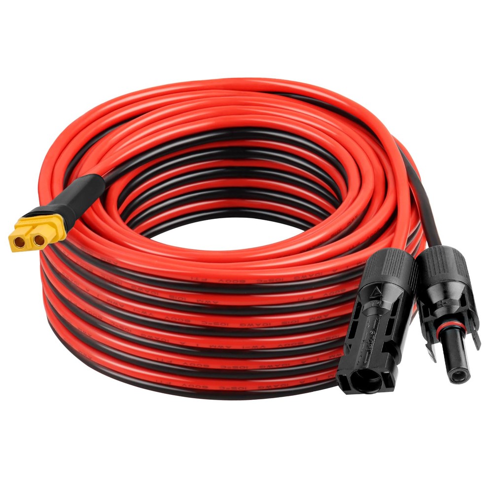 Solar Connector to XT60 Cable 35FT, 10AWG Solar to XT60 Female Extension Cabl…