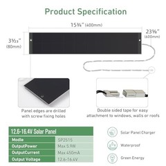 s Solar Panel Charger 12.6V/16.4V 5.9W for Motorized Blinds & Shades – 2-Pin