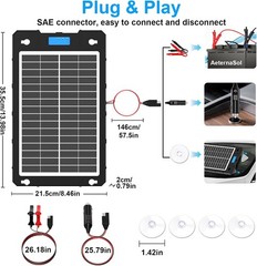 12V Solar Battery Charger Maintainer Waterproof Portable Kit with Smart PWM f…