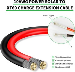 Solar Panel XT60 Connector Cable 20FT 10AWG