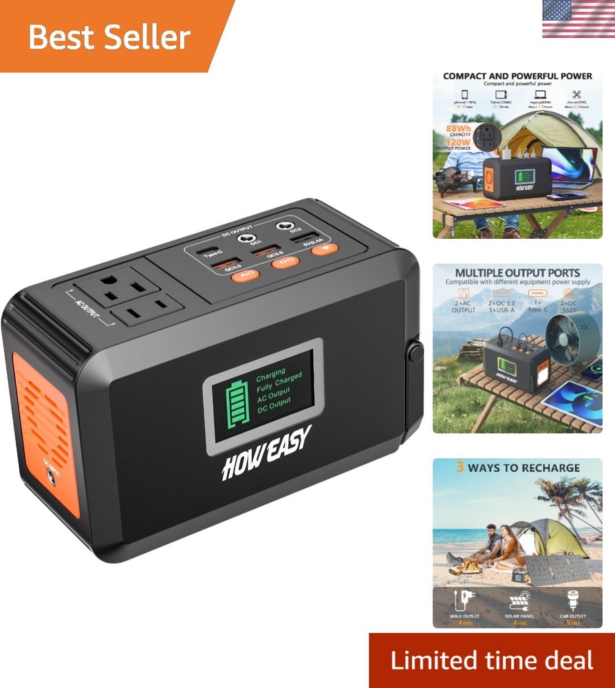 Portable Power Station,120W240W Peak Solar Generator,88Wh Lithium Battery Pow…