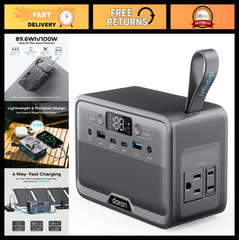 Portable Power Station 89.6Wh Solar Generator, 100W AC Outlet, PD Fast Charger f