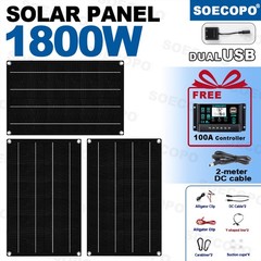 1800W RV Solar Panel Kit – 3 x 600W Flexible Panels + 100A Controller + Y-CablD3