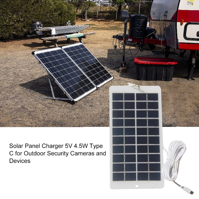 Portable Solar Panel 4.5W 5V with USB C Safe Charge Stabilize Battery Charger