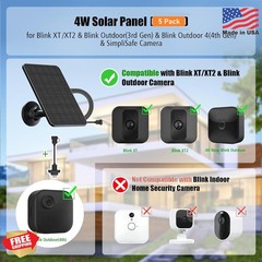 Rhorawill 5 Pack Solar Panel for Blink Outdoor 2K+/4(4th Gen)/Outdoor(3rd Gen) X
