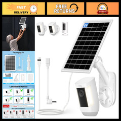 6W Solar Panel & Wall Mount for Ring Cam – Weatherproof USB-C Charger, Compatibl